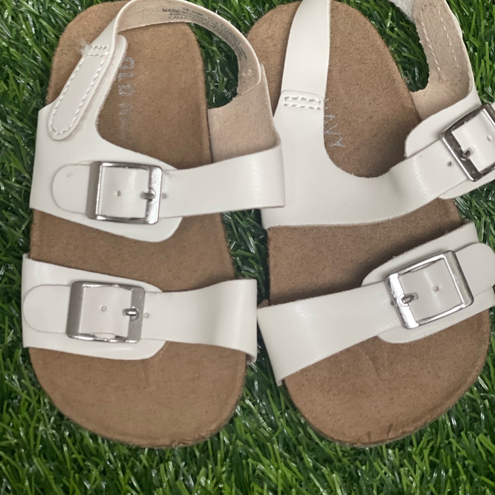 Old Navy White Kids Sandals with Silver Buckles